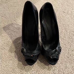 Elegant Black Peep-Toe Women's Shoes